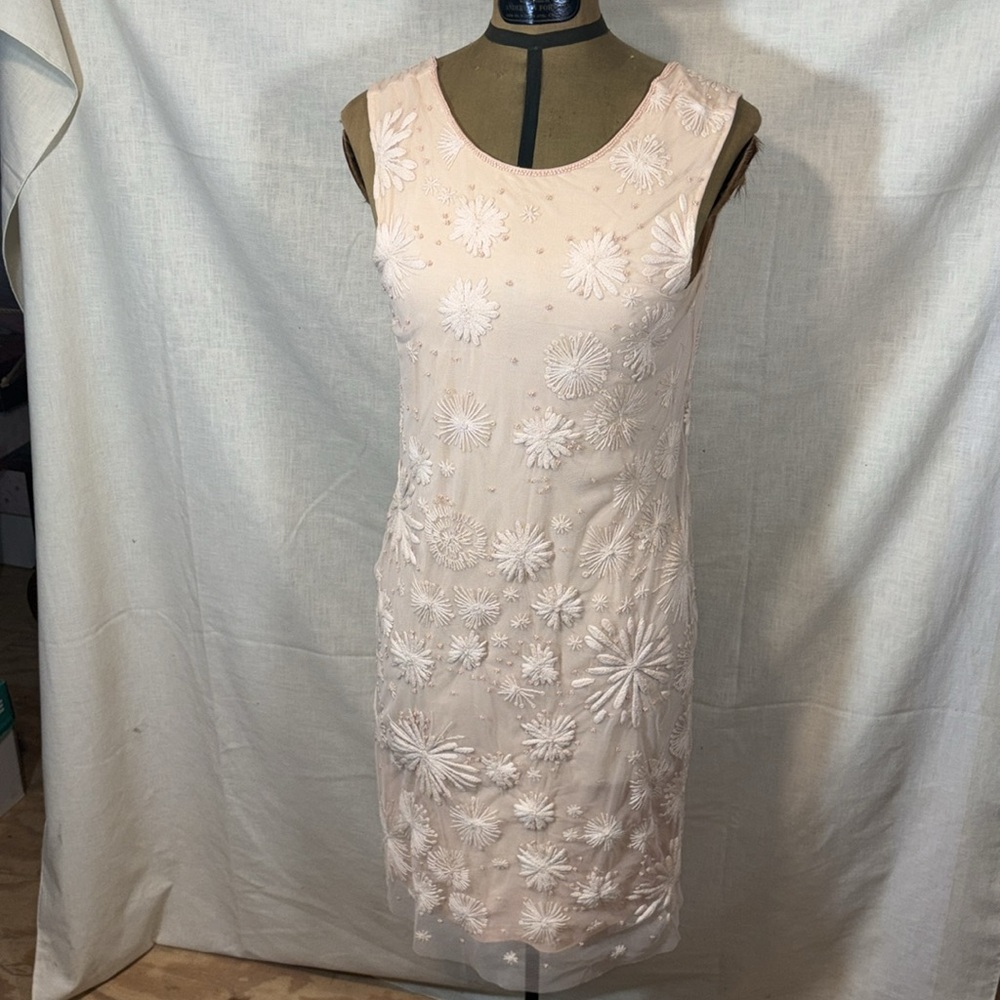 Embroidered and Beaded Pink Floral Dress
